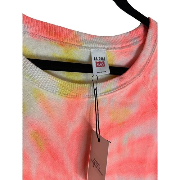 NWT RE/DONE x Hanes Classic Raglan Crewneck Neon Spiral Tie Dye-sz Large - Picture 3 of 9